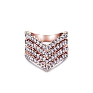 Callura Rose Goldtone Four-Layer Pave Ring with Swarovski Crystals